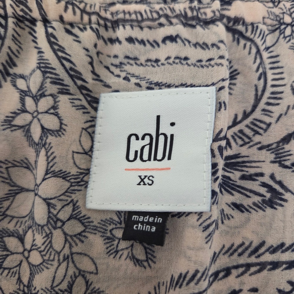 Cabi Paisley Tiered Ruffle Neck Smocked Waist Sleeveless Mini Dress XS - Picture 6 of 7
